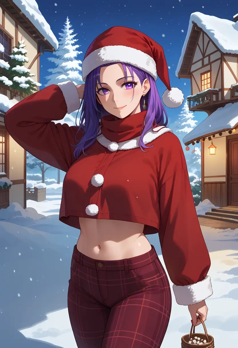 fate_(series),matou_sakura,Christmas,plaid trousers  - 