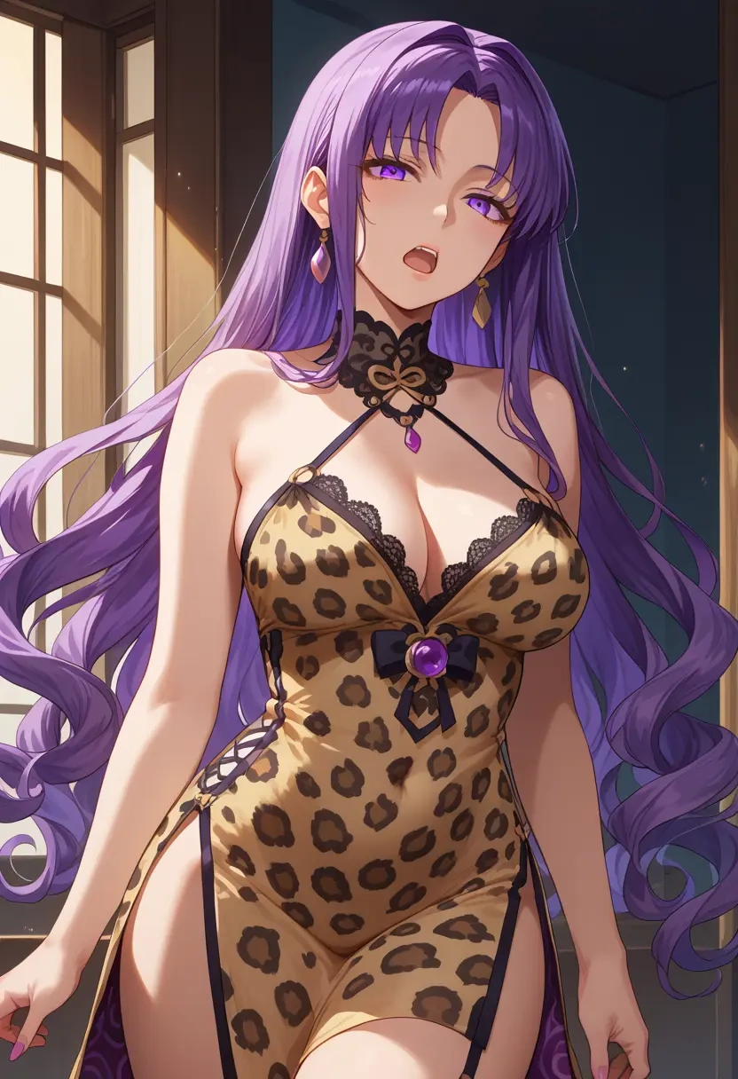 fate_(series),matou_sakura,leopard print,silk slip dress  - 