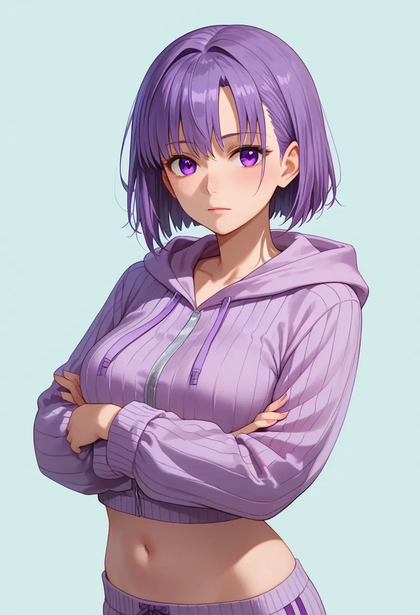 fate_(series),matou_sakura,hoodie,cropped,high-waisted joggers  - 