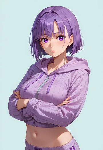 fate_(series),matou_sakura,hoodie,cropped,high-waisted joggers  - AI generated anime art