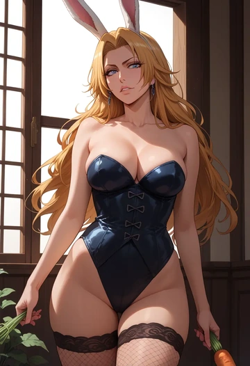 bleach,matsumoto_rangiku,bunny girl, sexy,stockings  - AI generated anime art