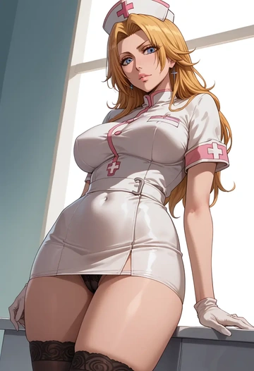 bleach,matsumoto_rangiku,nurse pantyhose,mini skirt, sexy  - AI generated anime art