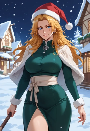 bleach,matsumoto_rangiku,Christmas,dress  - AI generated anime art