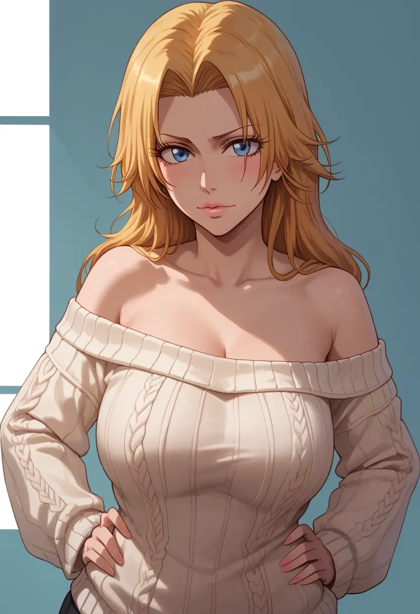 bleach,matsumoto_rangiku,sweater,off-shoulder,collar  - 