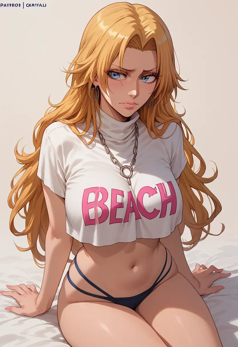 bleach,matsumoto_rangiku,crop top,athletic shorts  - 