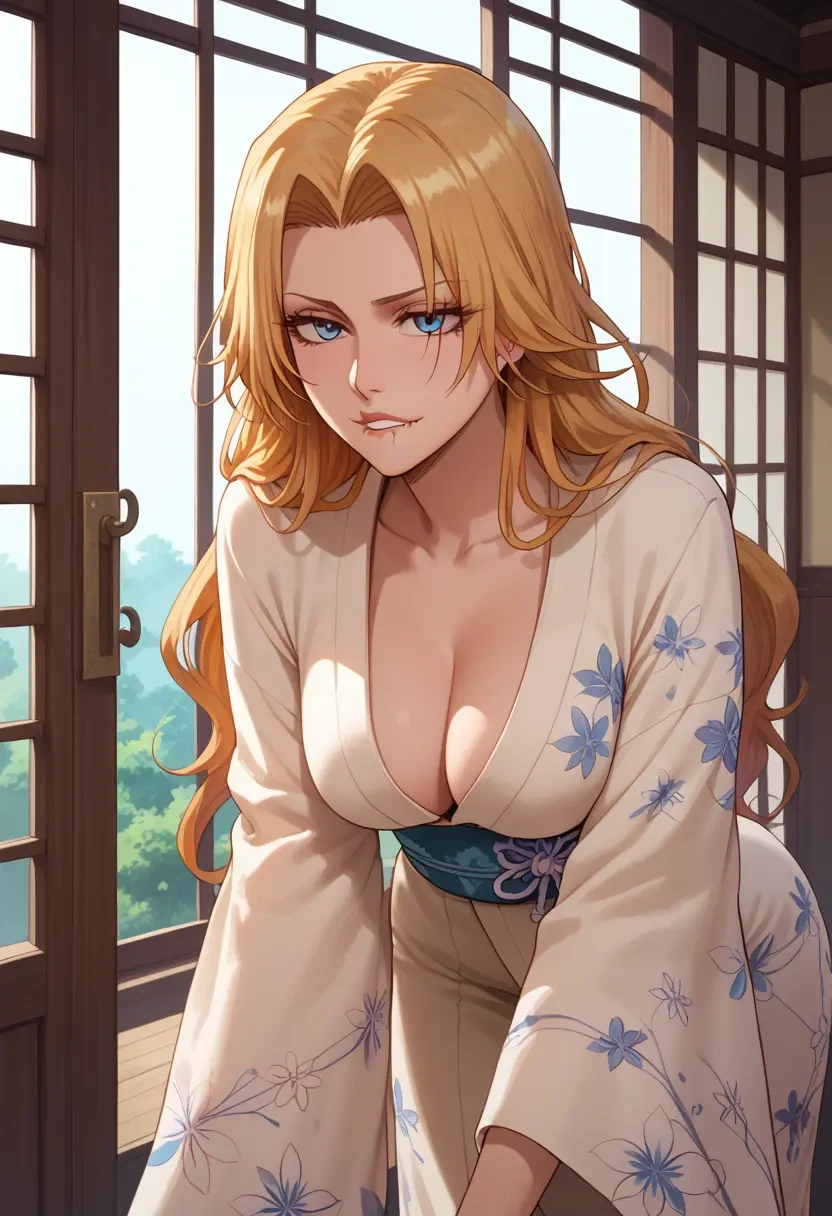 bleach,matsumoto_rangiku,kimono,silk,wide-leg trousers  - 