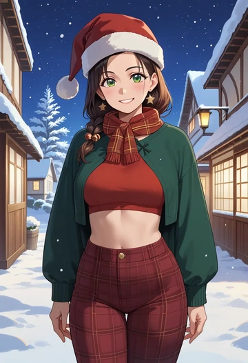 osomatsu_san,matsuno_choromatsu,Christmas,plaid trousers  - AI generated anime art