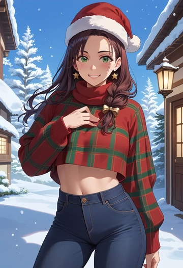 osomatsu_san,matsuno_choromatsu,Christmas,plaid trousers  - AI generated anime art