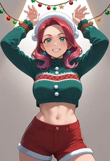 osomatsu_san,matsuno_choromatsu,Christmas,red velvet shorts  - AI generated anime art