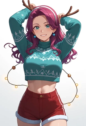 osomatsu_san,matsuno_ichimatsu,Christmas,red velvet shorts  - AI generated anime art