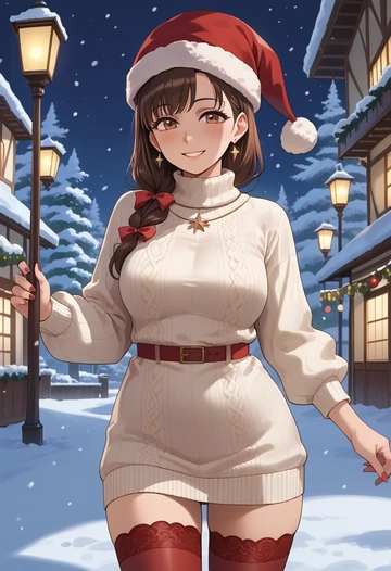 osomatsu_san,matsuno_jyushimatsu,Christmas,sweater dress,stockings  - AI generated anime art