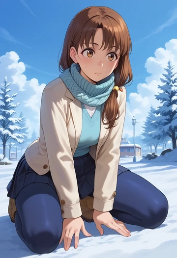 osomatsu_san,matsuno_jyushimatsu,winter,student uniform,puffer jacket  - AI generated anime art