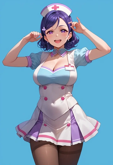 love_live,matsuura_kanan,nurse, pantyhose,mini skirt  - AI generated anime art