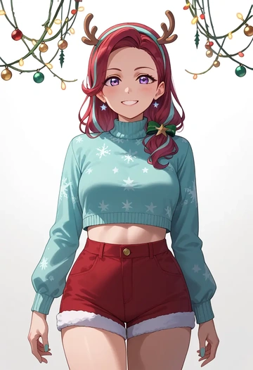 love_live,matsuura_kanan,Christmas,red velvet shorts  - AI generated anime art