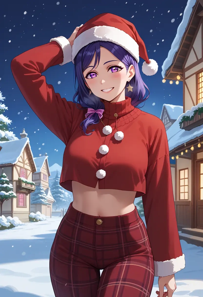 love_live,matsuura_kanan,Christmas,plaid trousers  - 