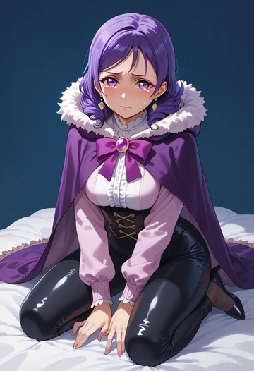 love_live,matsuura_kanan,cape,hooded,leather pants  - AI generated anime art