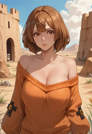 guilty_gear,may_(guilty_gear),orange,sweater  - AI generated anime art