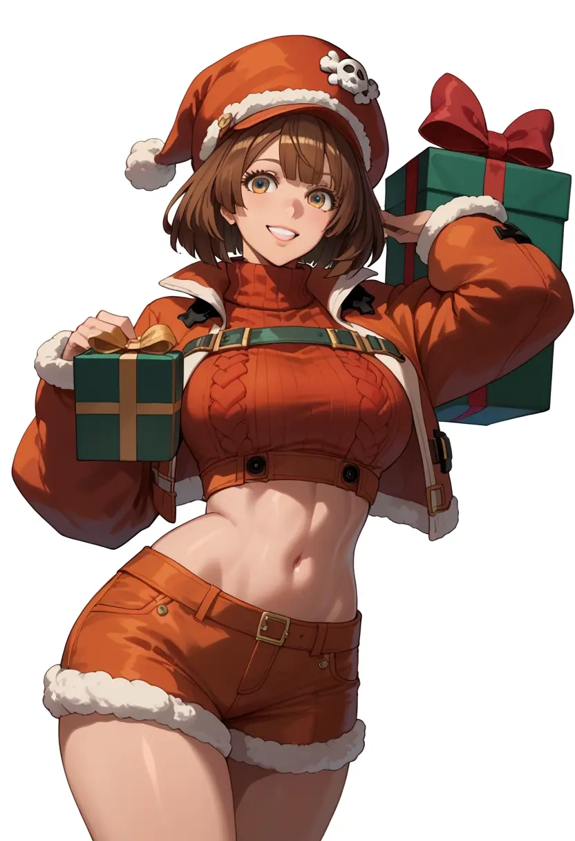 guilty_gear,may_(guilty_gear),Christmas,red velvet shorts,turtleneck sweater  - 