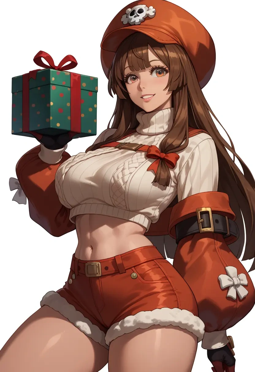 guilty_gear,may_(guilty_gear),Christmas,red velvet shorts,turtleneck sweater  - 