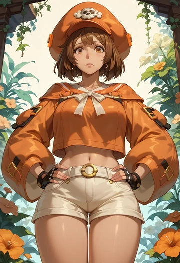 guilty_gear,may_(guilty_gear),graphic tee,shorts,sneakers  - AI generated anime art