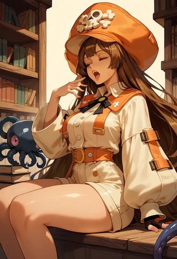 guilty_gear,may_(guilty_gear),graphic tee,shorts,sneakers  - AI generated anime art