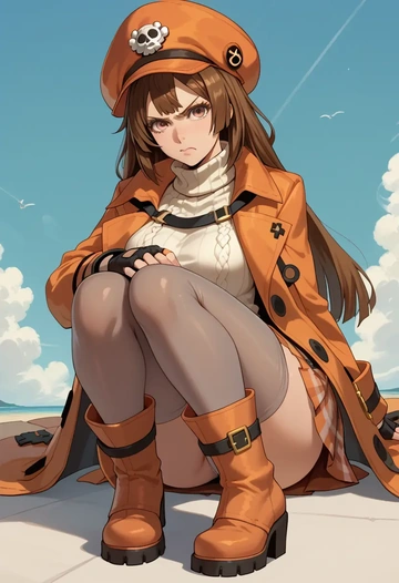 guilty_gear,may_(guilty_gear),winter,student uniform,pea coat  - AI generated anime art