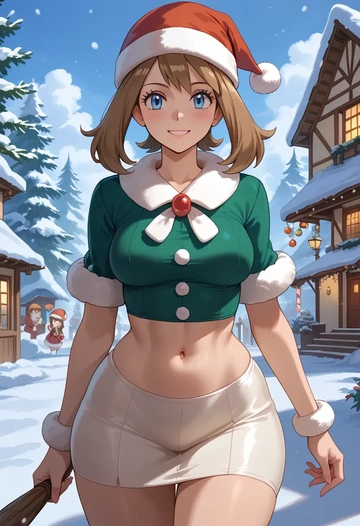 pokemon,may_(pokemon),Christmas,dress  - AI generated anime art