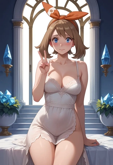 pokemon,may_(pokemon),silk slip dress  - AI generated anime art