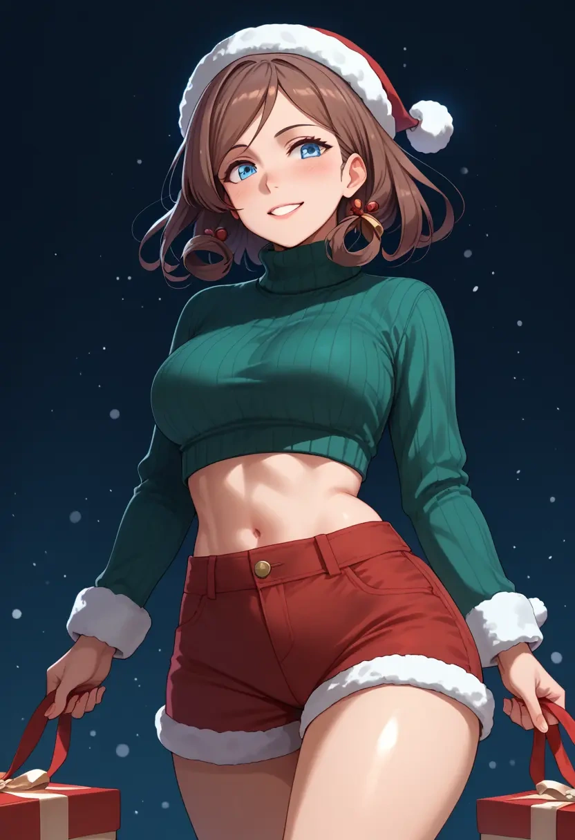 kantai_collection,maya_(kancolle),Christmas,red velvet shorts,turtleneck sweater  - 