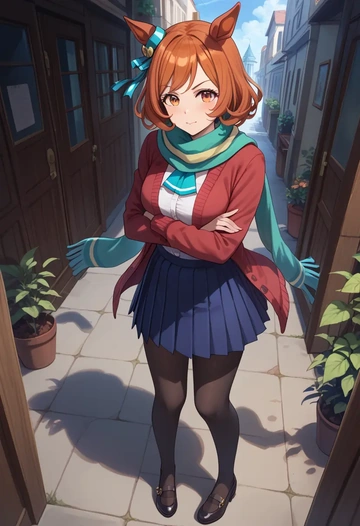 umamusume,mayano_top_gun_(umamusume),winter,student uniform,cardigan  - AI generated anime art