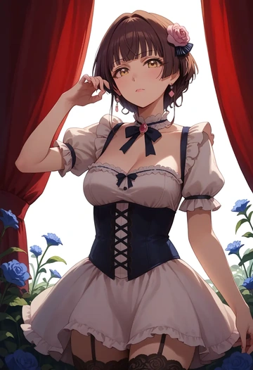 idolmaster,mayuzumi_fuyuko,Victorian-era,stockings,sexy  - AI generated anime art