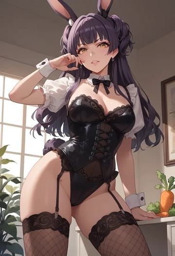 idolmaster,mayuzumi_fuyuko,bunny girl, sexy,stockings  - AI generated anime art