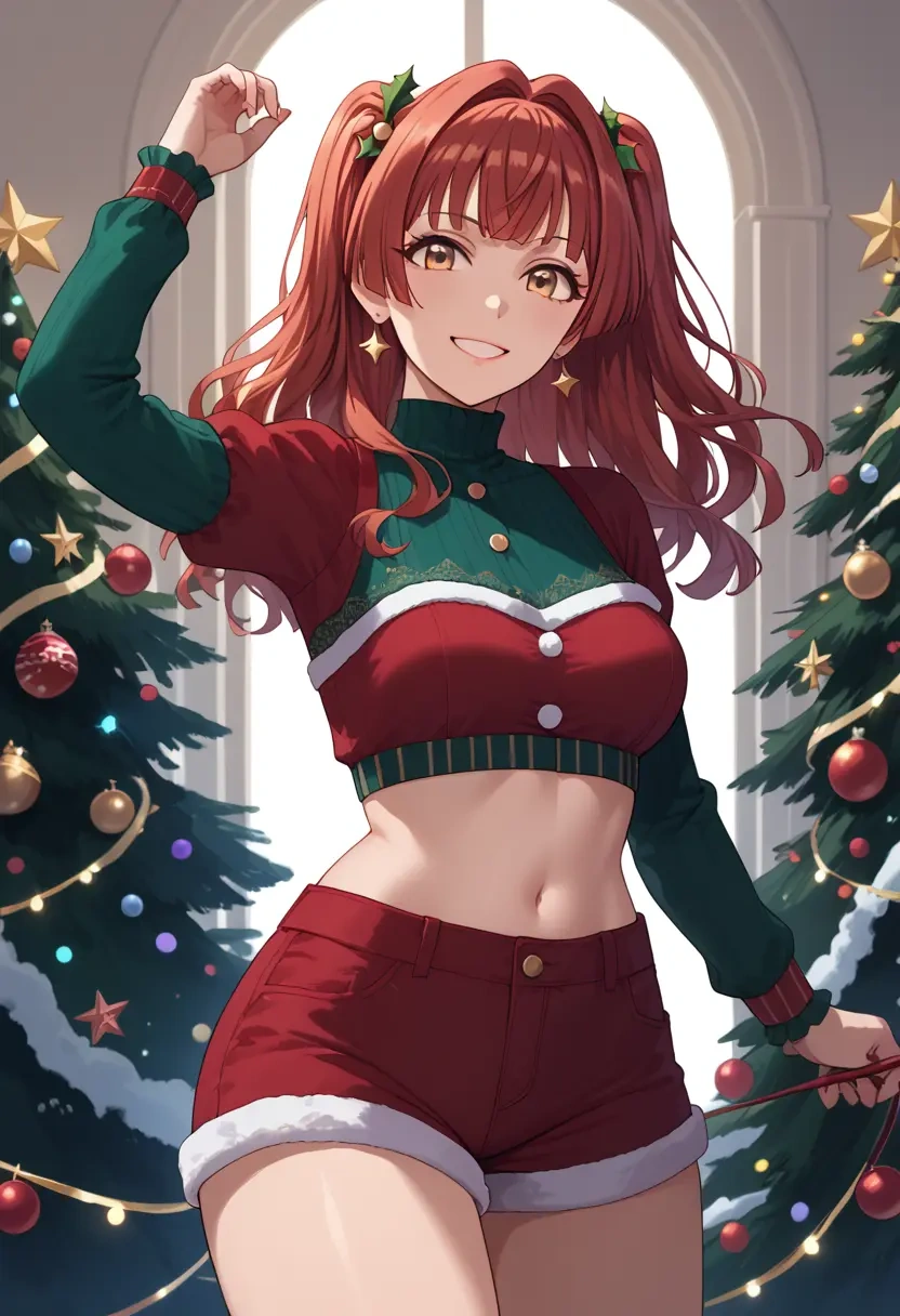 idolmaster,mayuzumi_fuyuko,Christmas,red velvet shorts  - 