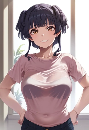 idolmaster,mayuzumi_fuyuko,running shirt,shorts,sneakers  - AI generated anime art