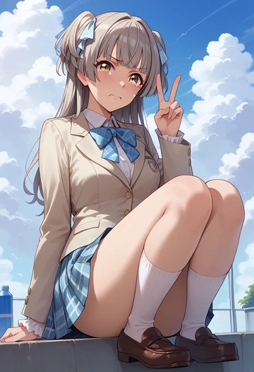 idolmaster,mayuzumi_fuyuko,spring,student uniform,blazer  - AI generated anime art