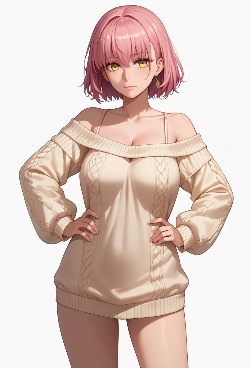 fate_(series),medb_(fate),Hands on hips,off-shoulder,sweater  - 