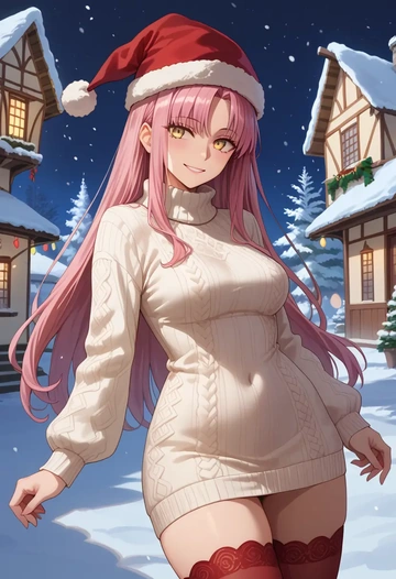 fate_(series),medb_(fate),Christmas,sweater dress,stockings  - AI generated anime art