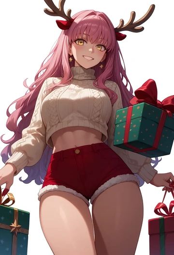 fate_(series),medb_(fate),Christmas,red velvet shorts,turtleneck sweater  - AI generated anime art