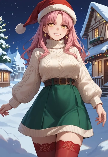 fate_(series),medb_(fate),Christmas,sweater dress,stockings  - AI generated anime art