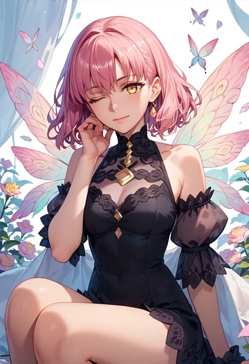 fate_(series),medb_(fate),dark fairy blouse,layered tulle skirt,glitter stockings  - AI generated anime art