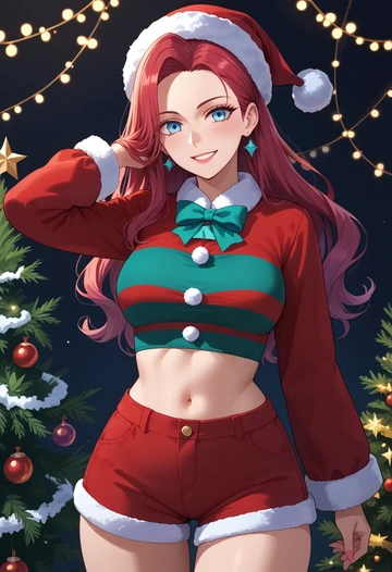 fate_(series),medea_(fate),Christmas,red velvet shorts  - AI generated anime art