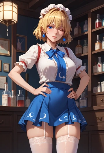 touhou,medicine_melancholy,mini skirt, stockings  - AI generated anime art