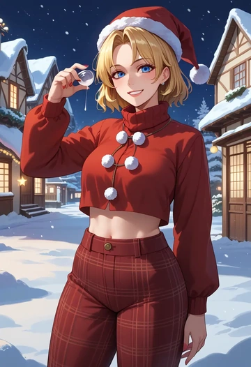 touhou,medicine_melancholy,Christmas,plaid trousers  - AI generated anime art