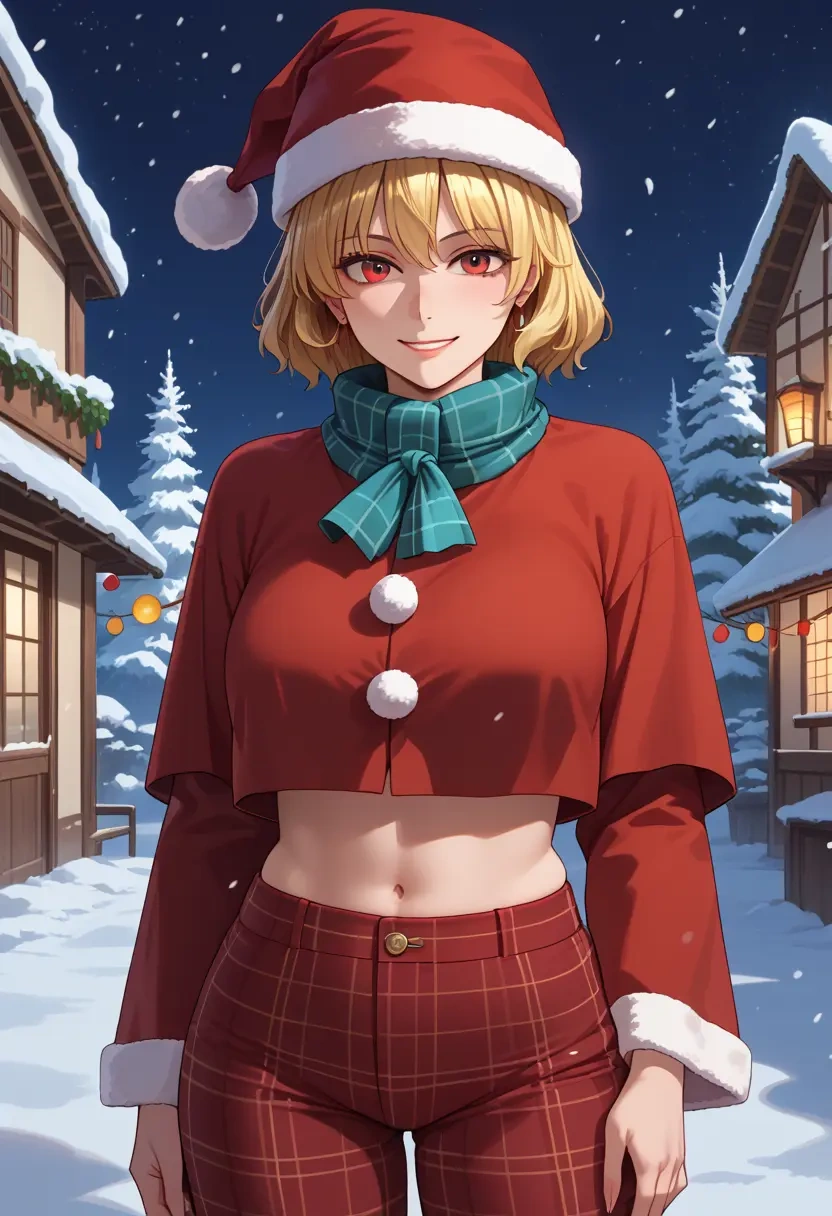 touhou,medicine_melancholy,Christmas,plaid trousers  - 