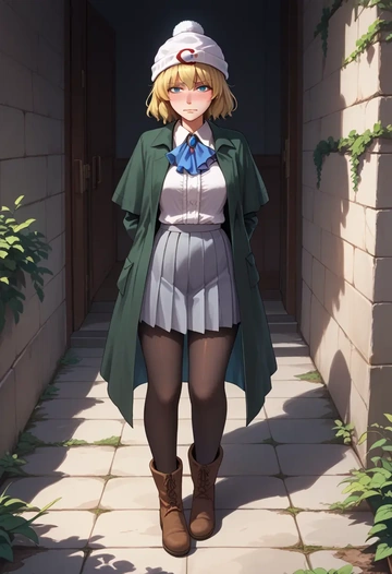 touhou,medicine_melancholy,winter,student uniform,duffle coat  - AI generated anime art