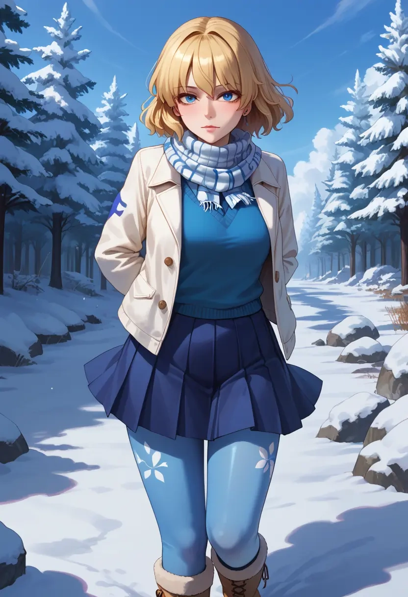 touhou,medicine_melancholy,winter,student uniform,puffer jacket  - 