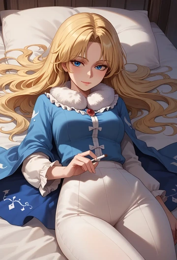 touhou,medicine_melancholy,coat,fur-collar,tailored trousers  - AI generated anime art