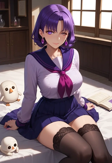 fate_(series),medjed_(fate),jk uniform, stockings  - AI generated anime art