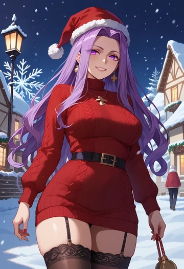 fate_(series),medusa_(fate),sweater,stockings,Thigh garters  - AI generated anime art