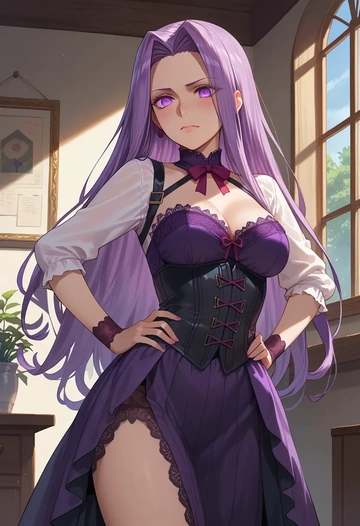 fate_(series),medusa_(fate),corset,bustier,long tulle skirt  - AI generated anime art